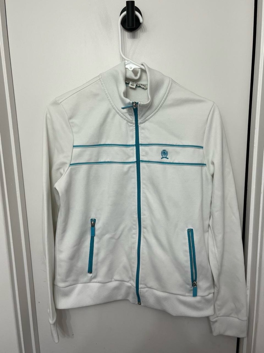 Tommy Hilfiger White Bomber Jacket with Teal Trim